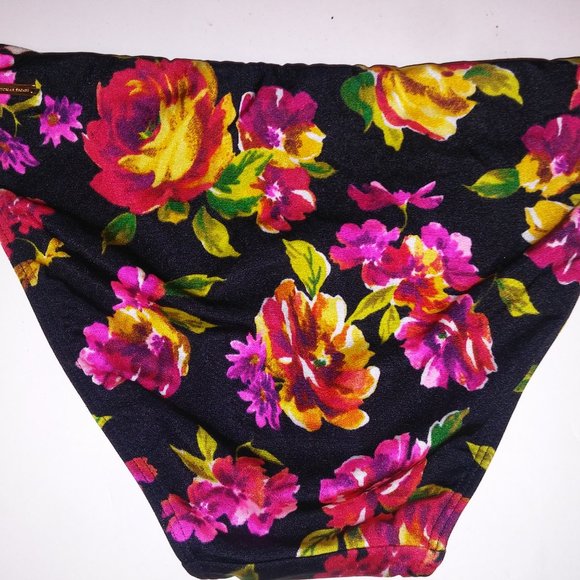 Victoria Secret Swim Bikini Bottom Large Black Red Pink Floral Leopard 2012 Coll - Picture 11 of 11